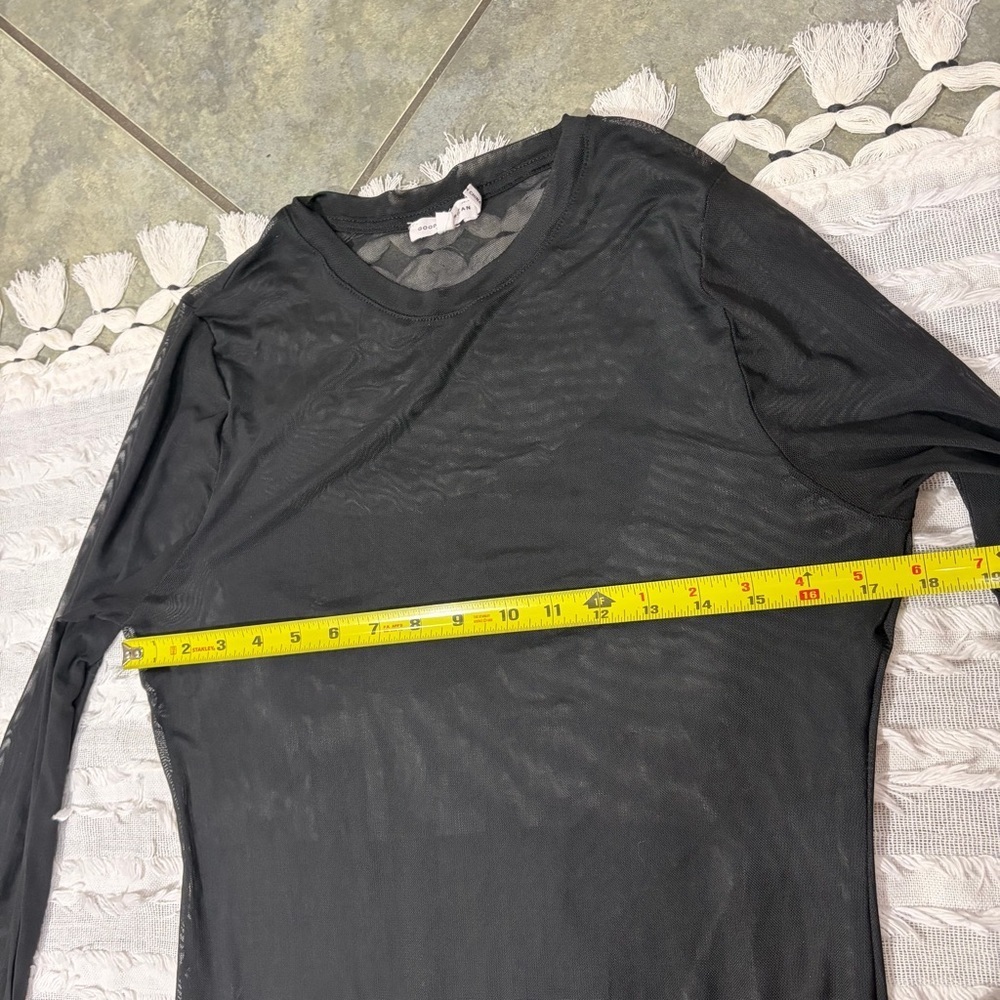 GOOD AMERICAN Mesh Maxi Black Dress Women's Sz 5 Thumbhole Sexy Grunge - Picture 9 of 12